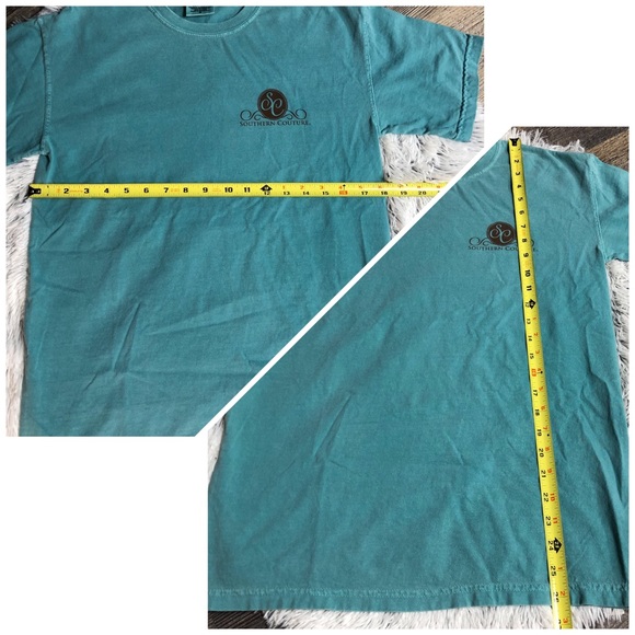 Southern couture teal blue shirt sleeve shirt - Picture 7 of 8